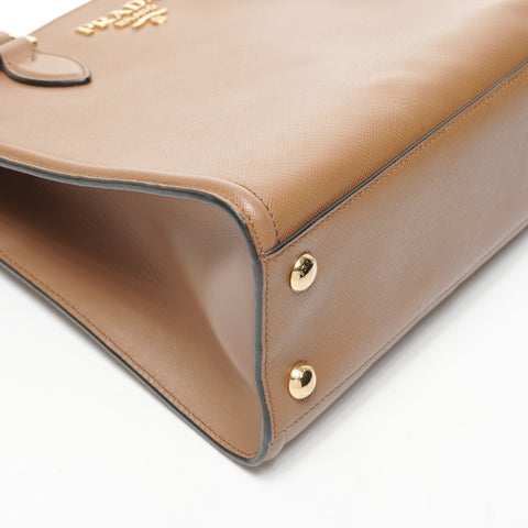 PRADA Saffiano Leather 2way Handbag Brown WS25386