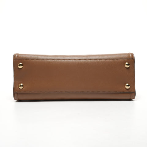 PRADA Saffiano Leather 2way Handbag Brown WS25386