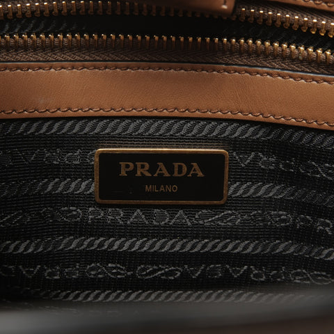 PRADA Saffiano Leather 2way Handbag Brown WS25386