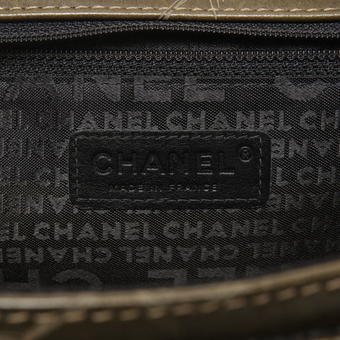 CHANEL No. 8 2003-2004 Leather Cruise Line Icon Motif One Belt Shoulder Bag khaki WS25387