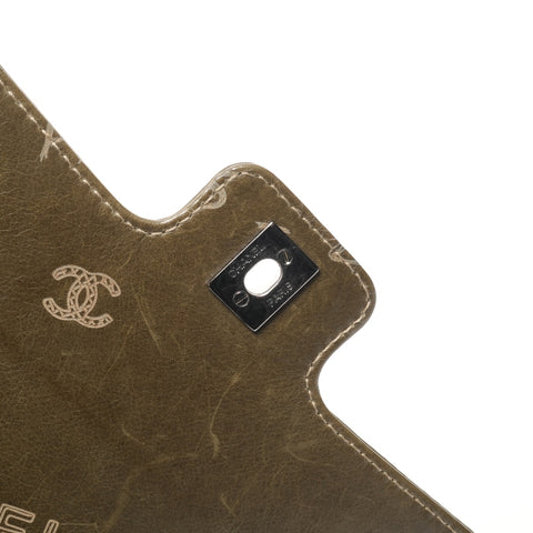 CHANEL No. 8 2003-2004 Leather Cruise Line Icon Motif One Belt Shoulder Bag khaki WS25387