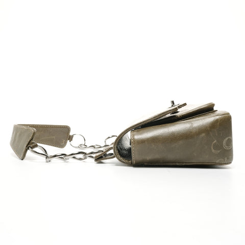 CHANEL No. 8 2003-2004 Leather Cruise Line Icon Motif One Belt Shoulder Bag khaki WS25387