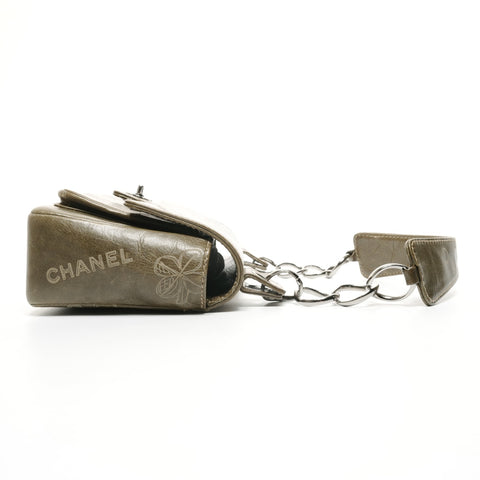 CHANEL No. 8 2003-2004 Leather Cruise Line Icon Motif One Belt Shoulder Bag khaki WS25387