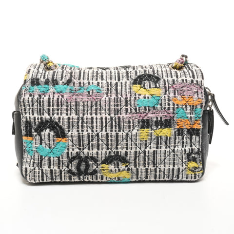 CHANEL 20s 2014-2015 Wool Tweed Flap Chain Easy Flap Shoulder Bag multicolor WS25389