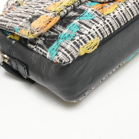 CHANEL 20s 2014-2015 Wool Tweed Flap Chain Easy Flap Shoulder Bag multicolor WS25389