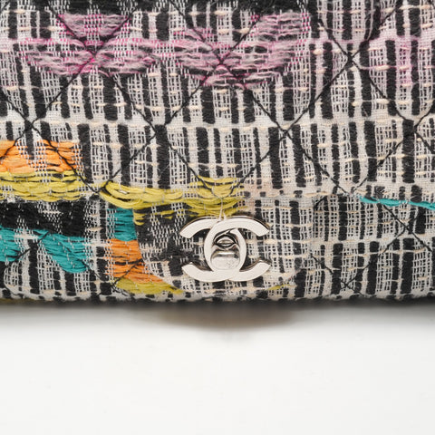 CHANEL 20s 2014-2015 Wool Tweed Flap Chain Easy Flap Shoulder Bag multicolor WS25389