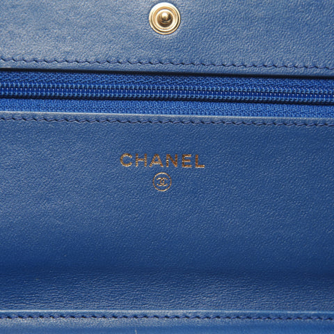 CHANEL Matelasse Flap Chain Wallet in Lambskin, 25 Series, 2018 Shoulder Bag blue WS25390