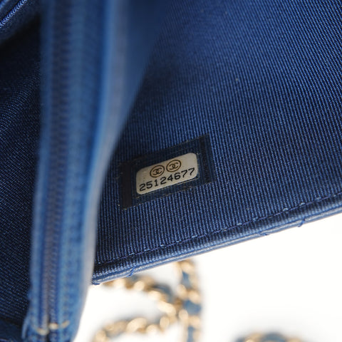 CHANEL Matelasse Flap Chain Wallet in Lambskin, 25 Series, 2018 Shoulder Bag blue WS25390