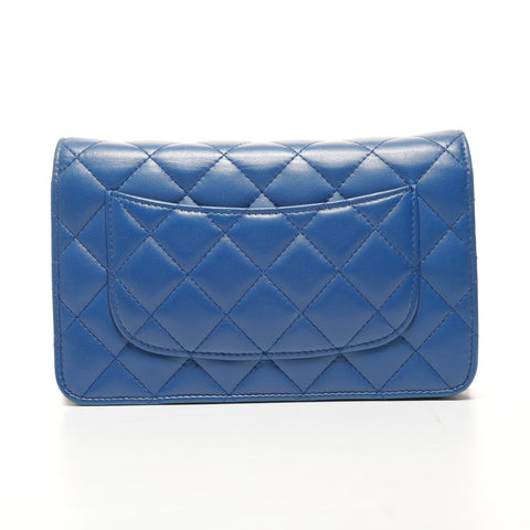 CHANEL Matelasse Flap Chain Wallet in Lambskin, 25 Series, 2018 Shoulder Bag blue WS25390