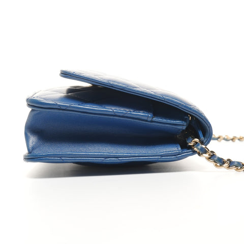 CHANEL Matelasse Flap Chain Wallet in Lambskin, 25 Series, 2018 Shoulder Bag blue WS25390