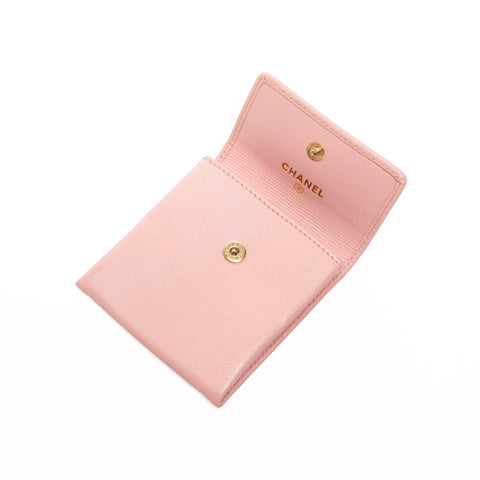CHANEL No. 9 2004-2005 COCO Button Leather Coin case pink WS25392