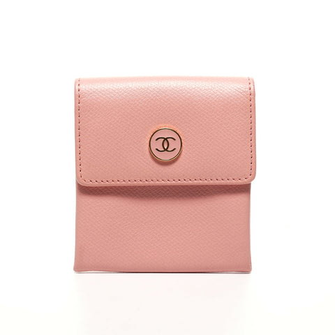 CHANEL No. 9 2004-2005 COCO Button Leather Coin case pink WS25392