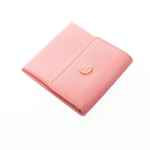 CHANEL No. 9 2004-2005 COCO Button Leather Coin case pink WS25392
