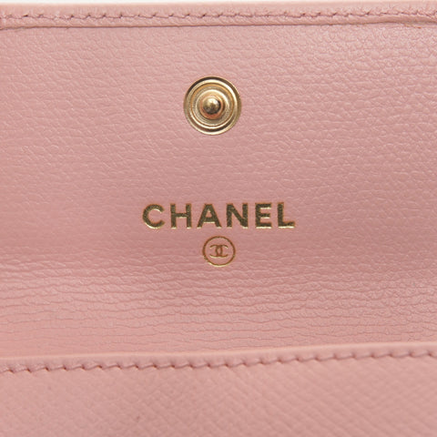 CHANEL No. 9 2004-2005 COCO Button Leather Coin case pink WS25392