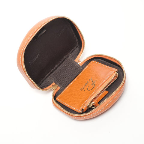 LOEWE Leather Jewelry Case Pouch leather Orange WS25395