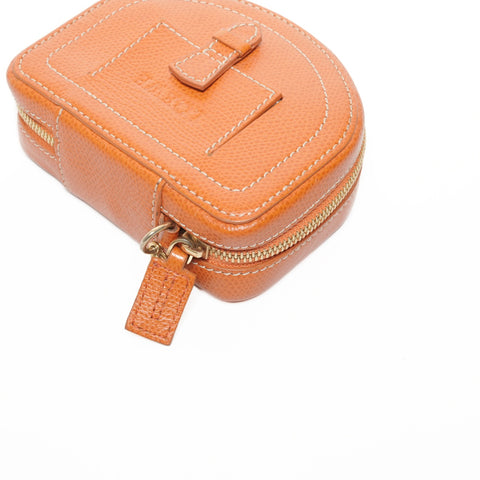 LOEWE Leather Jewelry Case Pouch leather Orange WS25395