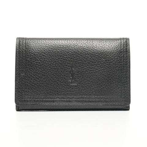 YVES SAINT LAURENT leather logo Card Case leather black WS25397