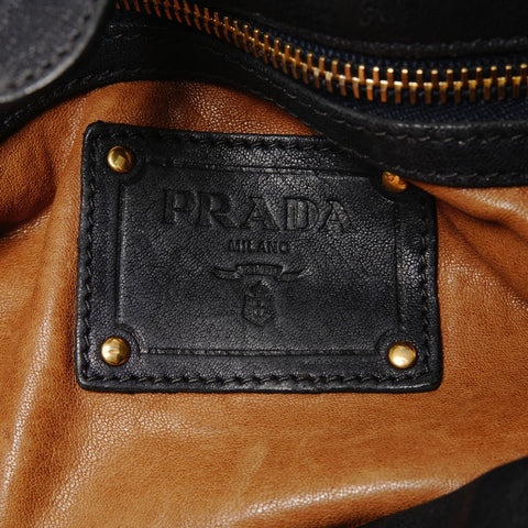 PRADA Leather studs 2way Shoulder Bag black WS25398