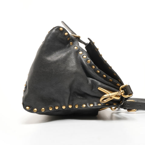 PRADA Leather studs 2way Shoulder Bag black WS25398