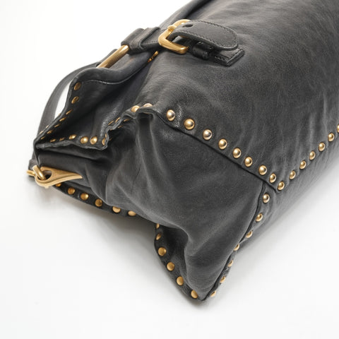 PRADA Leather studs 2way Shoulder Bag black WS25398