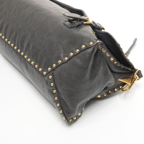 PRADA Leather studs 2way Shoulder Bag black WS25398