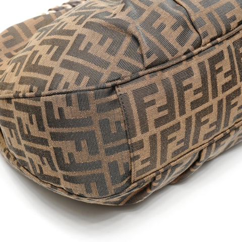 FENDI Zucca Canvas Mia One Belt Chain Shoulder Bag Brown WS25399