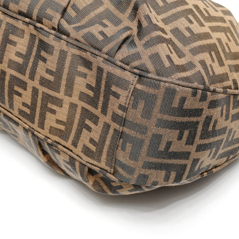 FENDI Zucca Canvas Mia One Belt Chain Shoulder Bag Brown WS25399