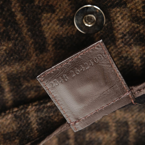 FENDI Wool knit Mamma Bucket one belt Shoulder Bag Brown WS25400