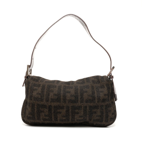 FENDI Wool knit Mamma Bucket one belt Shoulder Bag Brown WS25400