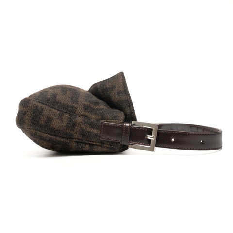 FENDI Wool knit Mamma Bucket one belt Shoulder Bag Brown WS25400