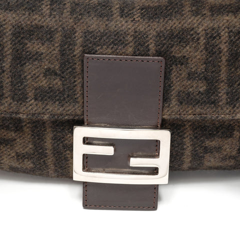 FENDI Wool knit Mamma Bucket one belt Shoulder Bag Brown WS25400