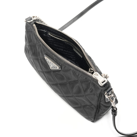PRADA TESSUTO IMPUNTU Nylonkette 2-Wege-Mini-Stepptasche Umhängetasche schwarz WS25401