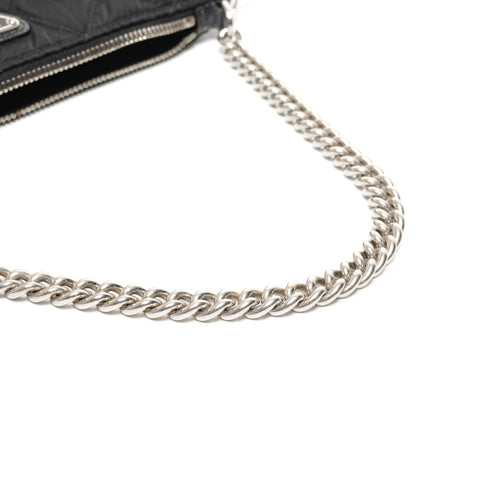 PRADA TESSUTO IMPUNTU Nylon Chain 2-way Mini Quilted Bag Shoulder Bag black WS25401