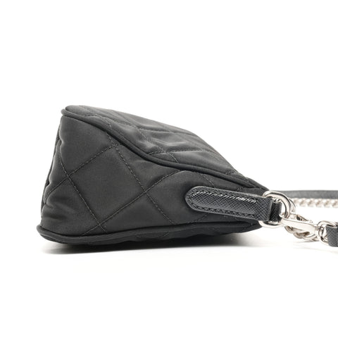 PRADA TESSUTO IMPUNTU Nylonkette 2-Wege-Mini-Stepptasche Umhängetasche schwarz WS25401