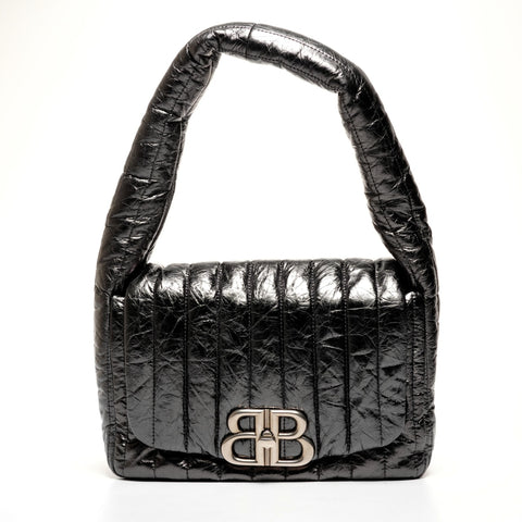 BALENCIAGA Monaco Metallic One Belt Shoulder Bag Silver WS25403