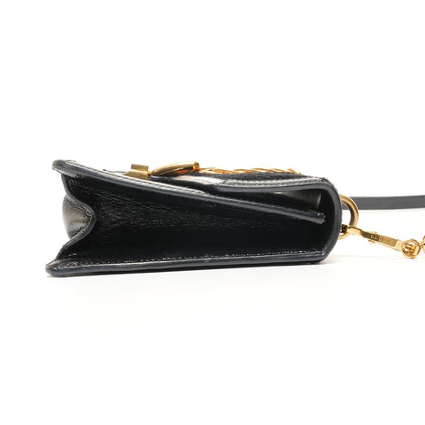 GUCCI Sylvie Sherry Line Ribbon Velour Shoulder Bag black WS25408