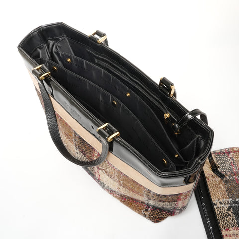 BURBERRY Tweed Wool PVB Handbag beige WS25411