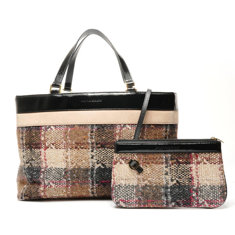 BURBERRY Tweed Wool PVB Handbag beige WS25411