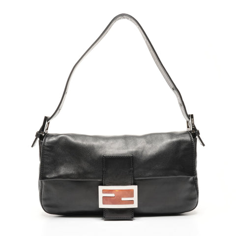 FENDI Leather Mamma Bucket One Belt Shoulder Bag black WS25412