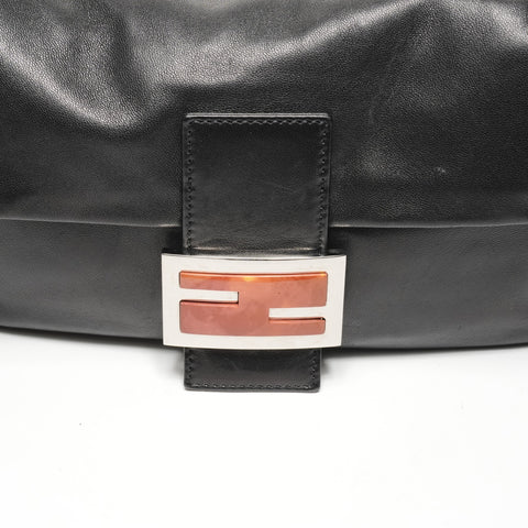 FENDI Leather Mamma Bucket One Belt Shoulder Bag black WS25412