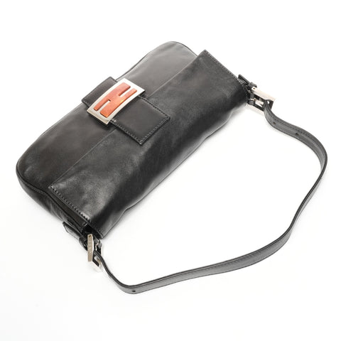 FENDI Leather Mamma Bucket One Belt Shoulder Bag black WS25412