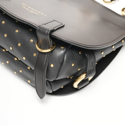 BURBERRY Baby Bridle Studded Leather Shoulder Bag black WS25413