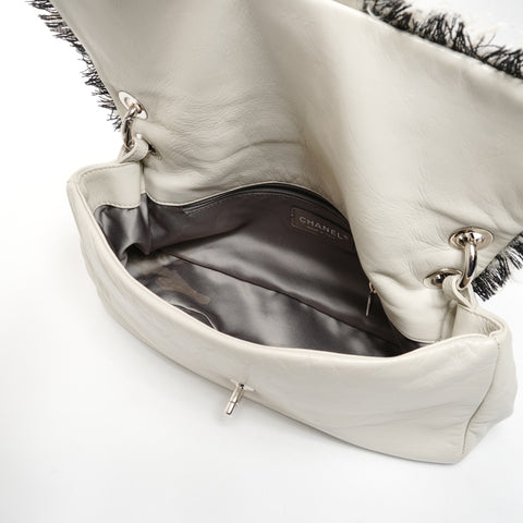 CHANEL No. 14 1996-1997 Wool Flap Tweed Chain Shoulder Bag gray WS25416