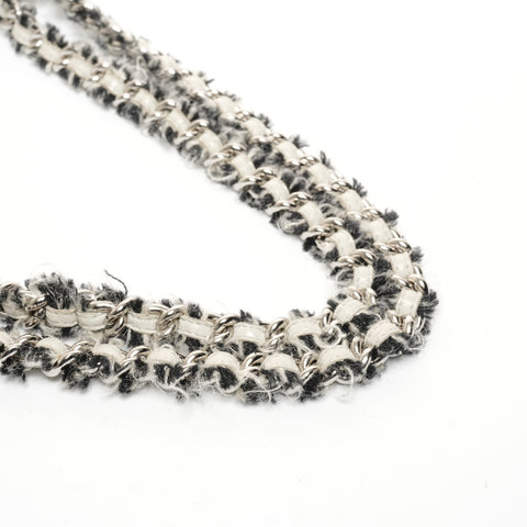 CHANEL No. 14 1996-1997 Wool Flap Tweed Chain Shoulder Bag gray WS25416