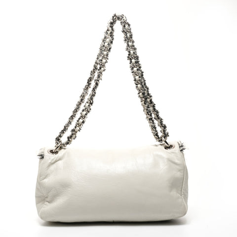 CHANEL No. 14 1996-1997 Wool Flap Tweed Chain Shoulder Bag gray WS25416