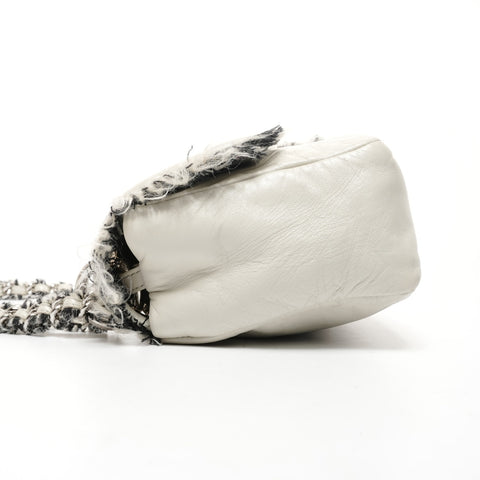 CHANEL No. 14 1996-1997 Wool Flap Tweed Chain Shoulder Bag gray WS25416