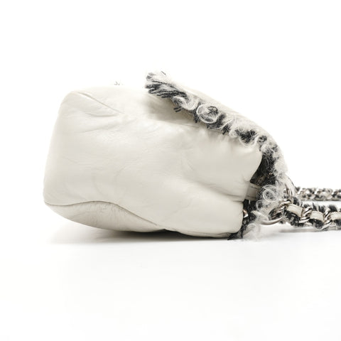 CHANEL No. 14 1996-1997 Wool Flap Tweed Chain Shoulder Bag gray WS25416