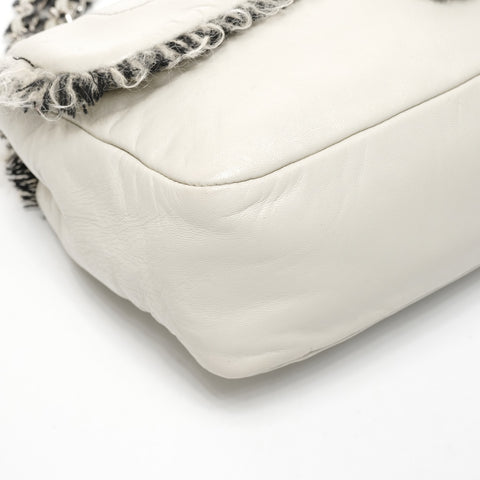 CHANEL No. 14 1996-1997 Wool Flap Tweed Chain Shoulder Bag gray WS25416