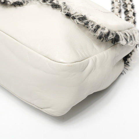 CHANEL No. 14 1996-1997 Wool Flap Tweed Chain Shoulder Bag gray WS25416