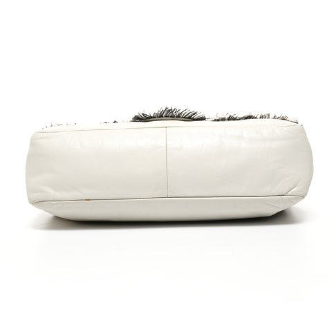 CHANEL No. 14 1996-1997 Wool Flap Tweed Chain Shoulder Bag gray WS25416